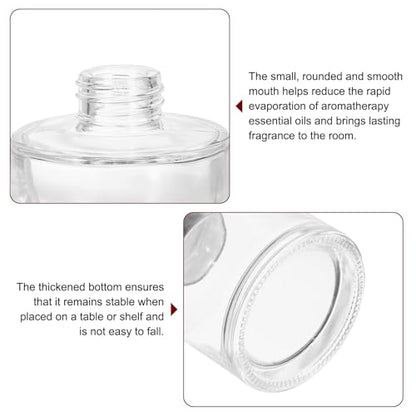 HARFINGTON 100ml/3.4oz Empty Glass Diffuser Bottle 2.8" x 2.6" Refillable Fragrance Accessories Aromatherapy Jar Container for Replacement Reed Diffuser DIY Home Bathroom Transparent - size: 3.4 Ounces