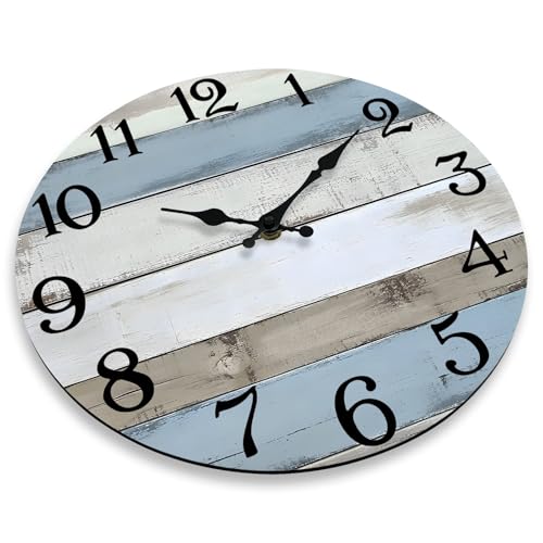 JoFomp 6 Inch Wooden Wall Clocks Battery Operated, Silent Wall Clock Non Ticking, Coastal Country Design Rustic Wall Clocks for Living Room Decor, Small Wall Clock for Bedroom Kitchen Bathroom - size: 6 Inch