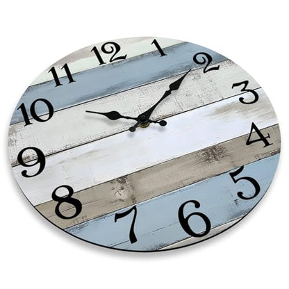 JoFomp 6 Inch Wooden Wall Clocks Battery Operated, Silent Wall Clock Non Ticking, Coastal Country Design Rustic Wall Clocks for Living Room Decor, Small Wall Clock for Bedroom Kitchen Bathroom - size: 6 Inch