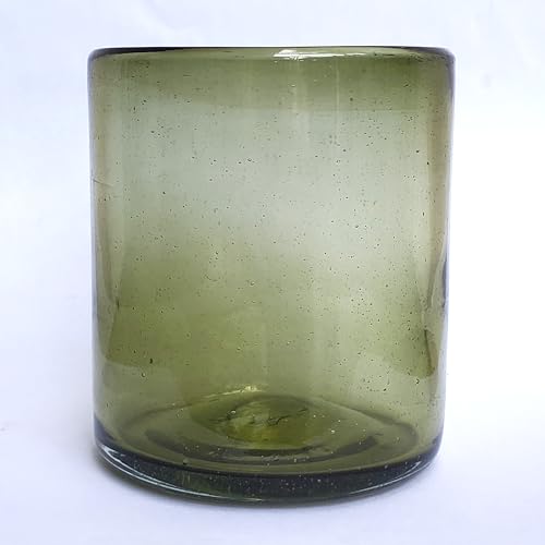 Solid Olive Green 9 oz Short Tumblers (set of 6), Recycled Glass, Lead-free, Toxin-Free (9oz Tumbler) - color: Olive Green, size: 9 oz