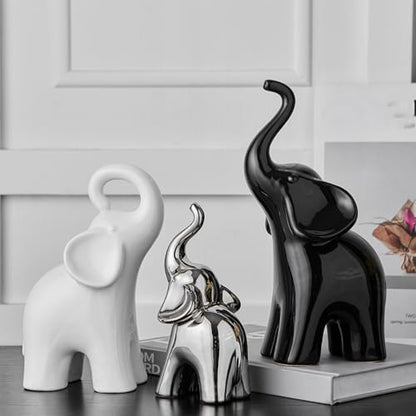 XINXUAN Modern Ceramic Elephant Family Ornaments, Set of 3, Home Decor (B-3PCS Elephant) - size: B-3PCS elephant