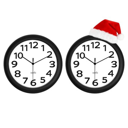 10 Inch Wall Clock, 2Pack Silent Non Ticking Battery Operated Clocks | Black Analog Clock| Living Room, Office, Classroom, Bedroom, Kitchen, Bathroom| Modern Simple Style | Easy to Read | Accurate - color: With Black Second Hand, size: 10 inches