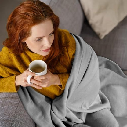 50x60 Throw Blankets, Ultra Soft Hypoallergenic Fleece Fall Throw Blanket for Livingroom, Couch, Chair, Bed, Grey Heather - color: Heather Grey