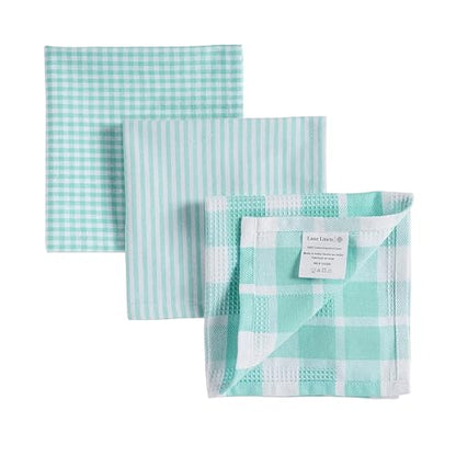 LANE LINEN Premium Cotton Kitchen Dish Towels - 6 Pack Soft Absorbent Dish Cloths, Multi Purpose Cleaning Cloths, 12"x12", Reusable Kitchen Rags - Aqua - color: 05: Aqua, size: 12"x12" - 6 Pack