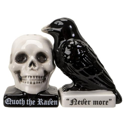 Pacific Giftware Quoth The Raven Halloween Ceramic Salt and Pepper Shakers Set