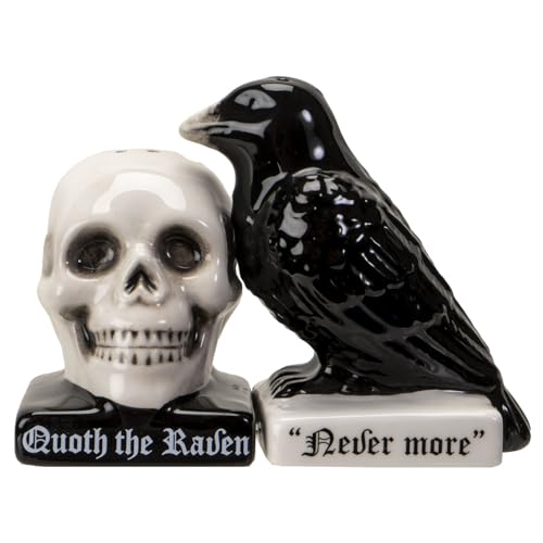 Pacific Giftware Quoth The Raven Halloween Ceramic Salt and Pepper Shakers Set