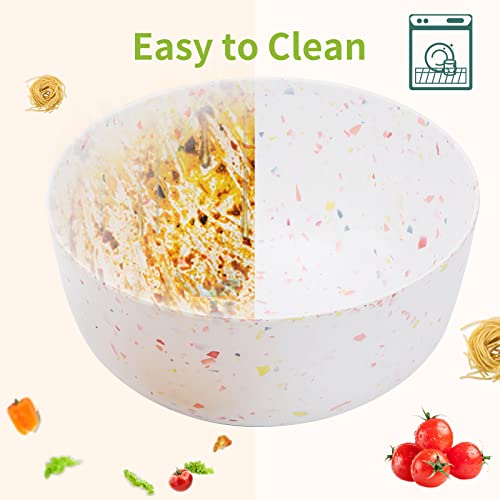 ECOWAY Melamine Salad Bowl, Bamboo Fiber Salad Bowl Large with 4 Small Serving Bowls and Bamboo Lid Cutting Board with Handle and Silicone Seal Ring Perfect for Storage Salad Foods(Spots,9.8 Inches) - color: Multicolor with serving bowls