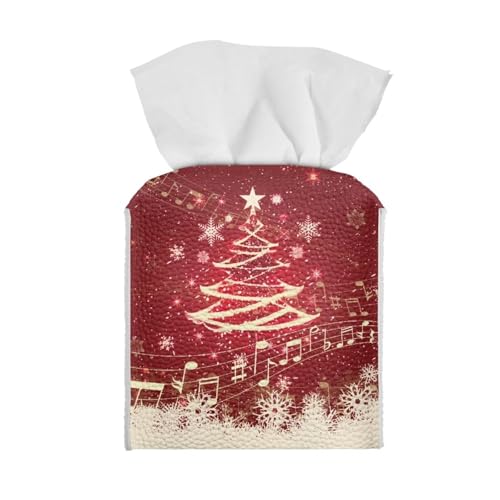 Christmas Tree Tissue Box Holder Square Tissue Box Cover Decorative PU Leather Facial Napkin Organizer Dispenser for Bathroom Nightstands Car Decor Accessories - color: Christmas Tree