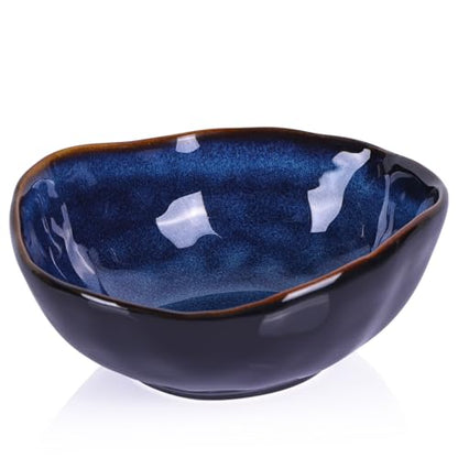 6" Blue Ceramic Decorative Bowl, Key Bowl for Entryway Table, Candy Dishes, Salad Bowl, Fruit Bowl for Kitchen Counter, Blue Small Jewelry Trinket Dish for Bedroom, Bedside Table, Living Room - size: 6in