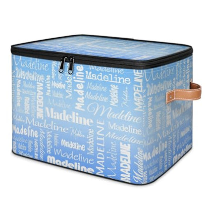 Custom Storage Basket with Name, Personalized Keepsake Box,Blue | Foldable Fabric Gradient Large Memory Bin with Handle Lid Lightweight Waterproof Dustproof, 14"L x 10.2"W x 10.4"H - color: Option 24