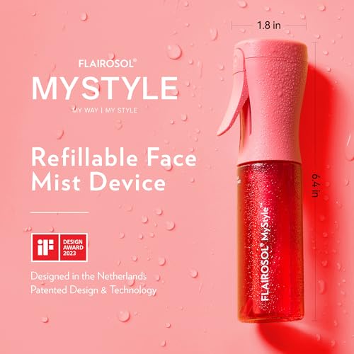 FLAIROSOL MyStyle Travel Continuous Spray Bottle, 3.04oz/90ml, Pink | Ultra fine continuous mist for face, hairstyling, salon, cleaning, beauty, toners, hydration & makeup - color: Pink, style: 1 Pack