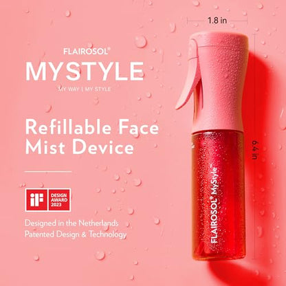 FLAIROSOL MyStyle Travel Continuous Spray Bottle, 3.04oz/90ml, Pink | Ultra fine continuous mist for face, hairstyling, salon, cleaning, beauty, toners, hydration & makeup - color: Pink, style: 1 Pack