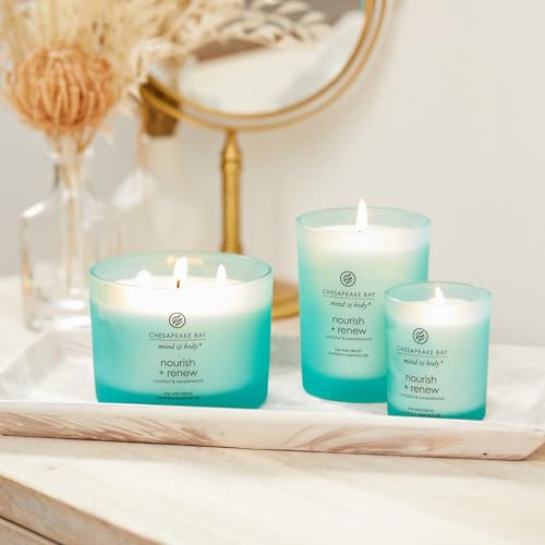 Chesapeake Bay Candle Mind & Body 3-Wick Coffee Table Jar Candle Nourish + Renew (Coconut & Sandalwood) - color: Nourish + Renew, size: 11oz
