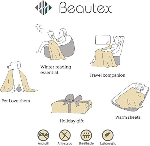 BEAUTEX Christmas Sherpa Fleece Throw Blanket Soft Warm Buffalo Plaid | Plush Blanket & Throw, Winter Cozy Fuzzy for Couch, Sofa, Bed (Brown, 50" x 60") - color: Brown, size: Throw-50"x60"