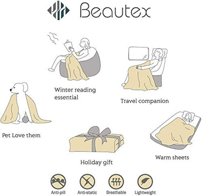 BEAUTEX Christmas Sherpa Fleece Throw Blanket Soft Warm Buffalo Plaid | Plush Blanket & Throw, Winter Cozy Fuzzy for Couch, Sofa, Bed (Brown, 50" x 60") - color: Brown, size: Throw-50"x60"