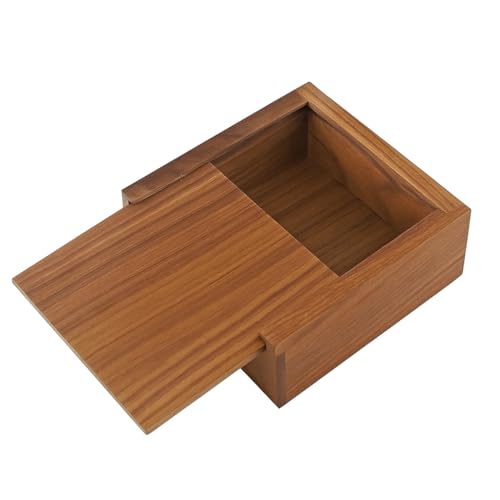 3.7" x 3.7" x 1.6" Inch Walnut Jewelry Box for Rings, Earrings, Keepsakes | Wedding Gift, Elegant Present | Handcrafted Wood Box - color: Walnut Box-XHH-9.5*9.5CM