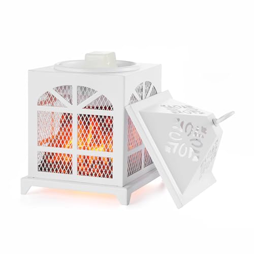 Dicimi Wax Melt Warmer, 4-in-1 Plug in White Warmer for Home Decor, Flameless Oil Warmer & Beverage Heater, 18W Energy-Saving, Ideal for Bedroom & Office, Birthday Gift for Women - color: White House Fire - a