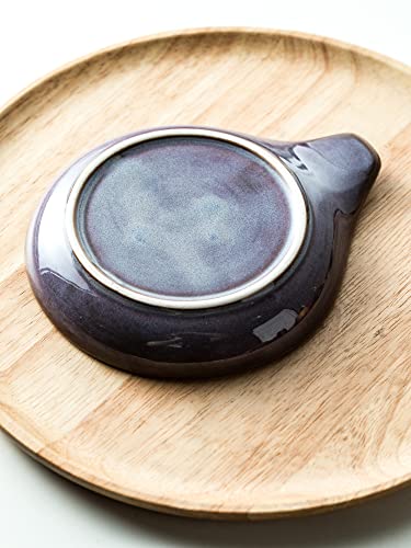 Spoon Rest, Ceramic Spoon Holder with Deep Drip Tray for Stove Top | Cooking Utensil Holder for Counter, with Handle for Easy Hold | Coffee Spoon Rest, Heat-Resistant Dishwasher Safe, Purple - color: Purple