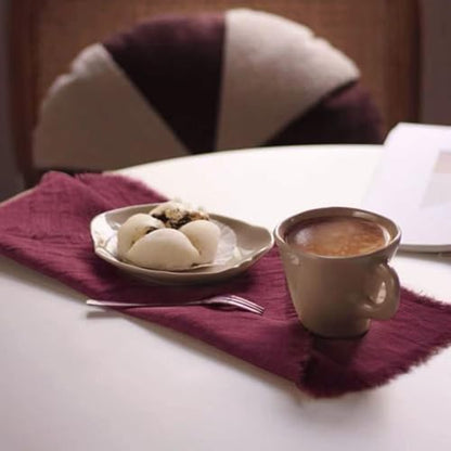 Handmade Cloth Napkins 100% Cotton Napkins with Fringe，Delicate Handmade Cloth Napkins for Dinners, Parties, Weddings and More，18 x 18 Inch Set of 4 - Burgundy - color: Burgundy