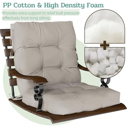 Outdoor Chair Cushions 42x21x4 Inch Set of 2, Beige | Patio Cushions for Dining Rocking Chairs, High Back Soft Seat Pad with Ties, Waterproof Fade Resistant, Indoor Outside Use - color: Beige