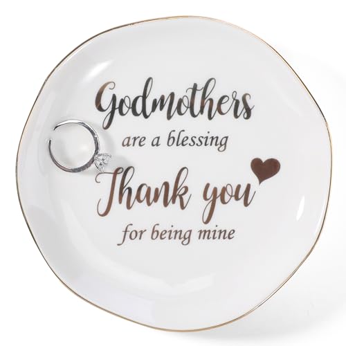 Christmas Mother Day Birthday Gifts for Godmother Ring Dish Jewelry Tray-Godmother Gifts from Godchild-Godmothers Are Blessing,Thank You for Being Mine - style: Godmon