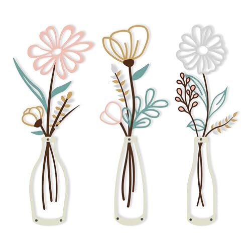 Helucidy 3 Pieces Metal Flowers Wall Arts - Modern Farmhouse Decor Chic Boho Bathroom Wall Decor Living Room Bedroom Kitchen Wall Art Rustic House Warming Gifts New Home - color: Style D