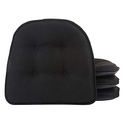 Klear Vu Omega Non-Slip Chair Cushions, Assembled in USA, U-Shaped Skid-Proof Seat Pads for Dining Room, Kitchen, Office, 15"x16", Solid Midnight Black, 4 Pack - color: Solid Midnight Black, size: 4 Pack