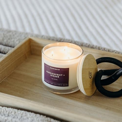 Passionfruit & Ginger 3 Wick Scented Candle - 43 Hour Burn | Made in the USA Luxury Clean Soy Wax Candles - Long Lasting Large Glass Jar Candle for Home - 3 Wicks - 14.9oz - color: Passionfruit + Ginger