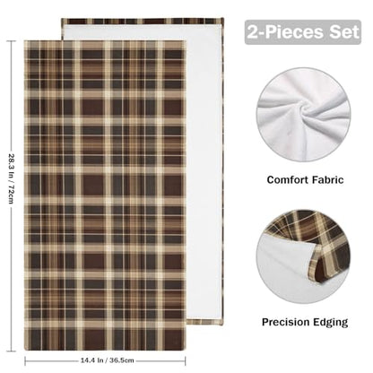 ALAZA Hand Towels for Bathroom Set of 2, Brown Tartan Plaid Pattern Ultra Soft and Absorbent Fingertip Towels & Face Cloths, 28 x 14 inch