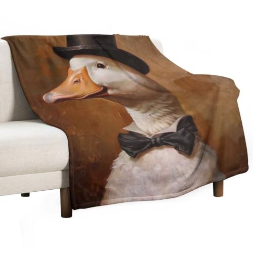 Gentleman Duck 02 Flannel Blankets Fleece Soft Throw Lightweight Plush Gifts for Couch, Bed, Cozy Sofa Plush, Chair, Lovers 50x60in(125x150cm) - color: Style-28, size: 50x60in(125x150cm)