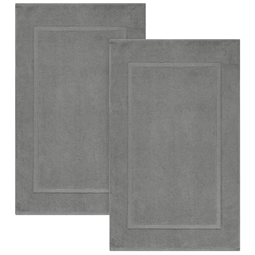ELITE Emporium Home Collection 2-Piece Cotton Bathroom Mat Set, 21" x 34" - 100% Cotton, Absorbent, Quick-Dry, Bath Towel Mats for Floor, Charcoal Grey [Not a Bathroom Rug] - color: Charcoal Grey