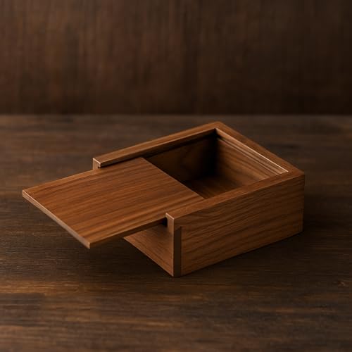 3.7" x 3.7" x 1.6" Inch Walnut Jewelry Box for Rings, Earrings, Keepsakes | Wedding Gift, Elegant Present | Handcrafted Wood Box - color: Walnut Box-XHH-9.5*9.5CM