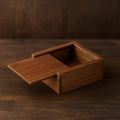 3.7" x 3.7" x 1.6" Inch Walnut Jewelry Box for Rings, Earrings, Keepsakes | Wedding Gift, Elegant Present | Handcrafted Wood Box - color: Walnut Box-XHH-9.5*9.5CM