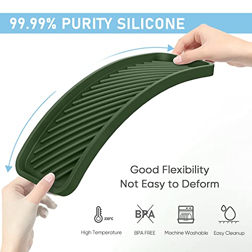 Silicone Sponge Holder, Kitchen Sink Organizer Tray（Green） | Sponge Caddy Dish Soap Holder, Scrubber, Soap Dispenser, Scouring Pad - color: G-ge, size: 9.3x3.6inch