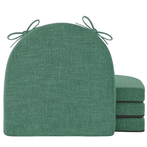 IPYNBAP Chair Cushions for Dining Chairs, Kitchen Chair Cushions, 16'' x 16'' x 2'', Non Slip Indoor Seat Cushions, Chair Pads for Dining Chairs with Ties & Removable Cover, Set of 4, Dark Green - color: Dark Green, size: 4 Count(Pack of 1)