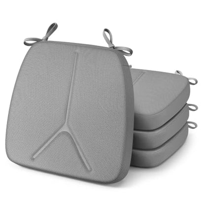 Chair Cushions for Dining Chairs Set of 4, 17" x 16" x 2.5" Thick D-Shaped Seat Cushions with Removable Washable Cover and Ties, Non-Slip Chair Pads for Kitchen, Indoor Dining Room (Grey) - color: Grey