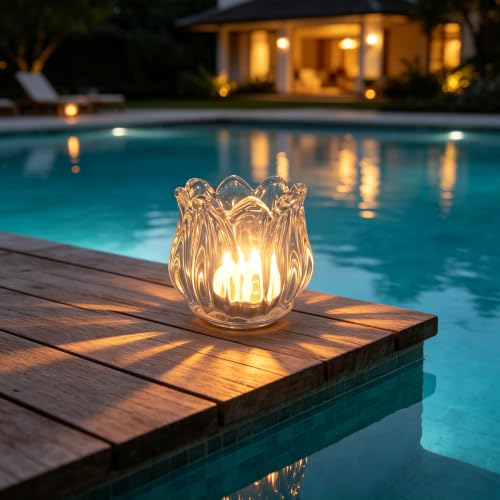 Votive Glass Tealight Candle Holders, Candles Not Included (Transparent Tulip-6 Pcs) - color: Transparent Tulip-6 Pcs