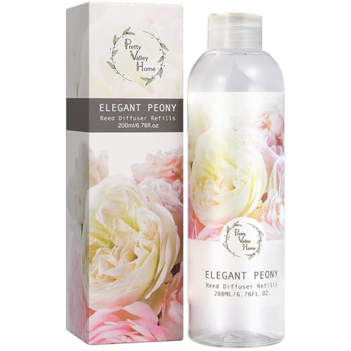 Reed Diffuser Refill Elegant Peony 6.76oz (200ml), Scented Oil for Reed Diffuser Home Fragrance for Bathroom, Bedroom, Office Decor - color: Elegant Peony