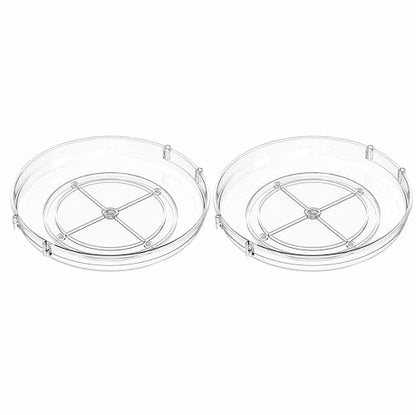 SUOXING 2 Pack Rotating Small Lazy Susan Turntable for Cabinet,9.5 Inch Clear Acrylic Spice Rack,Turntable Organizer for Refrigerator,Kitchen,Pantry and Vanity Makeup,Bathroom Countertop Organizer - size: Pack of 2