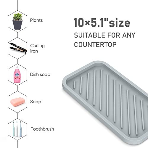 Silicone Sponge Holder-Large Thick Durable 10" Sink Organizer Tray-Kitchen | Thick Durable Sponge Caddy, Large Sink Tray, Dish Soap & Scouring Pad Holder, Countertop Drip Tray, Easy Clean, Rust-Proof - color: A-gr, size: 10x5.1inch