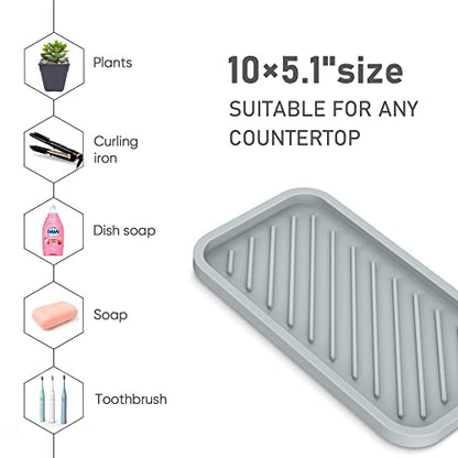 Silicone Sponge Holder-Large Thick Durable 10" Sink Organizer Tray-Kitchen | Thick Durable Sponge Caddy, Large Sink Tray, Dish Soap & Scouring Pad Holder, Countertop Drip Tray, Easy Clean, Rust-Proof - color: A-gr, size: 10x5.1inch