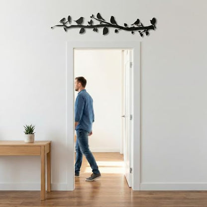 DEKADRON Metal Wall Decor, Birds on Branch, Metal Birds, Birds Sign Wall Art, Living Room Wall Art, Wall Hangings (30" W x 7" H / 75x17cm) - size: 29.5"L x 6.7"W