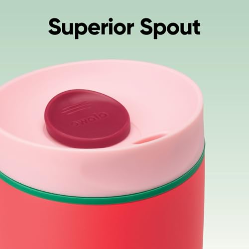 Owala SmoothSip Slider Insulated Stainless Steel Coffee Tumbler, Reusable Iced Coffee Cup, Hot Coffee Travel Mug, BPA Free 12 oz, Pink/Red (Strawberry Fields) - color: Strawberry Fields, size: 12 Ounces, style: No Handle