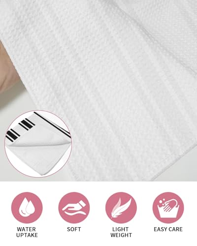 Black Striped Hand Towels Set, Waffle Weave Kitchen Towels 2 Pieces, Farmhouse Aesthetic Modern Stripes Microfiber Hair Face Bath Tea Towel Absorbent Quick Drying Cleaning Dish Cloths, 15.7"x23.6" - color: Black, White, Charcoal, size: 2PCS,15.7"x23.6"