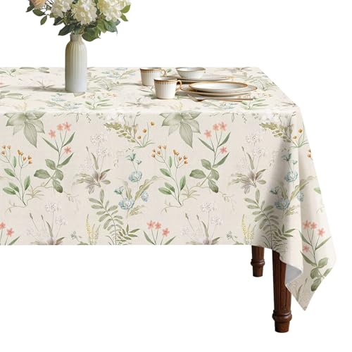 Wildflower Vinyl Tablecloth with Flannel Backing for Rectangle Tables | Waterproof, Stain Resistant, Wrinkle Free Vinyl Tablecloth with Easy Wipeable Surface for Kitchen Dining and Party Use - color: Wildflower, size: 70" x 52" (Rectangular)