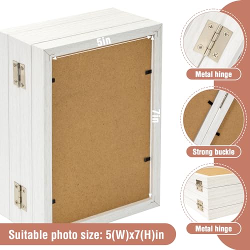 POILKMNI 5x7 In Four Picture Frame 4 Hinged Photo Frame with 4 Openings | Natural Wood Foldable Photo Frame High Definition Acrylic for Mothers Day Father's Day Christmas Gift, Family Picture, White - color: White, size: 5x7