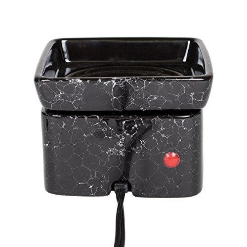 Black Ceramic Stoneware Electric 2-in-1 Tart Wax Oil Candle Warmer (1, Black Marble) - color: Black Marble