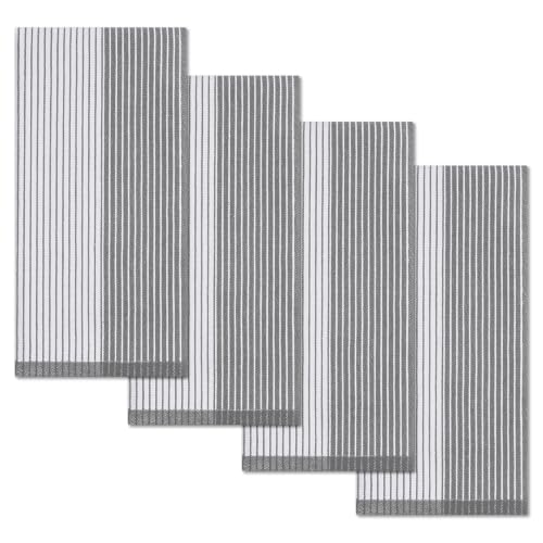 Homaxy Premium 100% Cotton Kitchen Towels 18"x28", 4 Pack, Grey | Large Kitchen Hand Towels, Soft and Absorbent Tea Towel, Dish Towels with Hanging Loops - color: Grey, size: 18 x 28 - 4 Pack