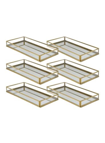 Serene Spaces Living 10" Aurea Mirror Tray, Gold Rectangle Glass Tray - Elegant Decorative Centerpiece for Home, Parties, Weddings, Holidays, Special Occasions, Catchall, Vanity Organizer, Pack of 12 - color: Rectangle Tray, Pack of 12