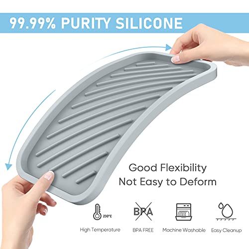 Silicone Sponge Holder-Large Thick Durable 10" Sink Organizer Tray-Kitchen | Thick Durable Sponge Caddy, Large Sink Tray, Dish Soap & Scouring Pad Holder, Countertop Drip Tray, Easy Clean, Rust-Proof - color: A-gr, size: 10x5.1inch